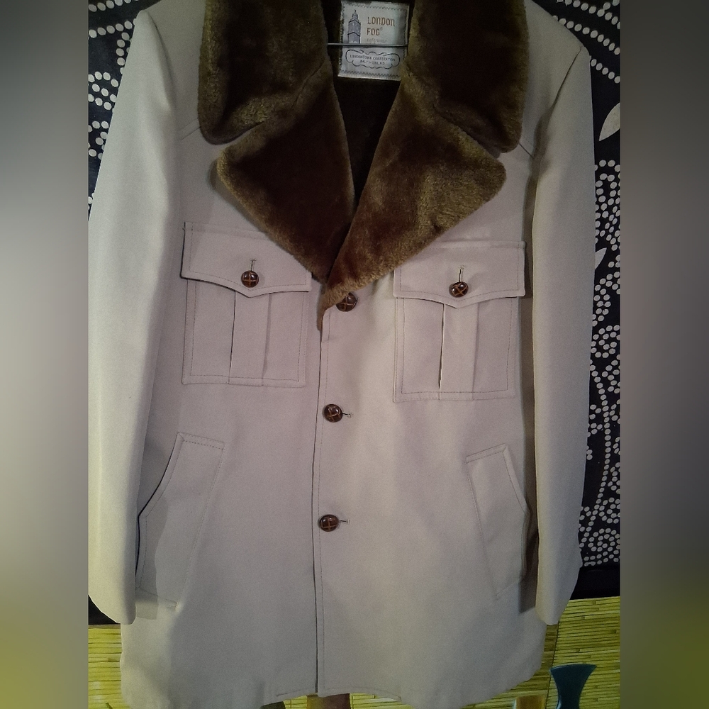 London Fog Tan Coat with Brown Faux Fur Collar